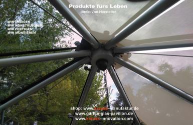 Glaspavillon, 4Eck, Sonnenschutztuch, Gartenpavillon, Glas, Pavillon, Glasdach,