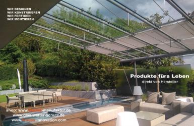 Hightech Glasdachkonstruktion, Terrassendach, Glasdach, Überdachung,