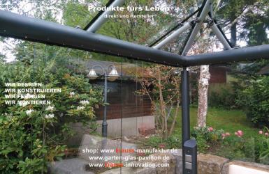 LED Leuchten, Pavillonbeleuchtung, Metallpfetten, Metallsparren, Glaspavillon,