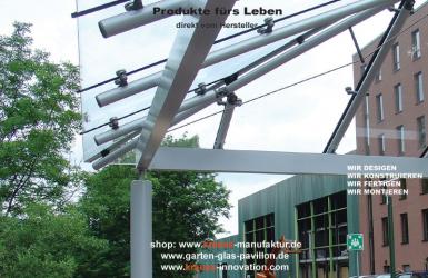 Glastrauf, Retentionflächen, Regenwasserplanung, Glasdach, Glaspavillon,