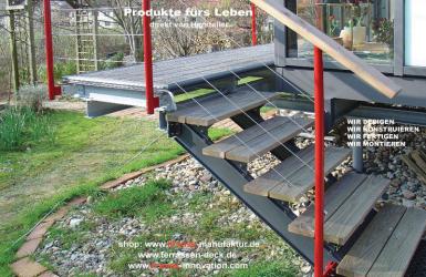 Drahseilreling-Geländer, Gartentreppe, Terrassenabgang,