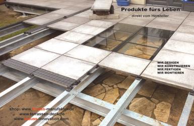 Waschbetonplatten, Feinsteinplatten, KRAUSS Gummilager, Terrassendeck,