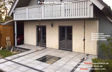 Glasfeld, Terrassendeck, Feinsteinplatten, barrierefreier Zugang