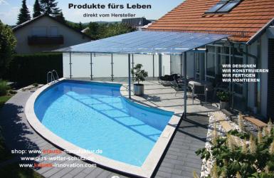 Schwimmbad Überdachung, Pool, Glasdach, Windschutz, Sichtschutz,
