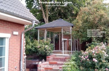 Holzdachpavillon, Krisensicher, Glasschiebewände, Pavillon, Windschutz,