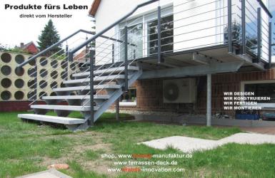 Terrassendeck, Hochpaterr, Verbundgranitplatten, Terrasse, Geländer,