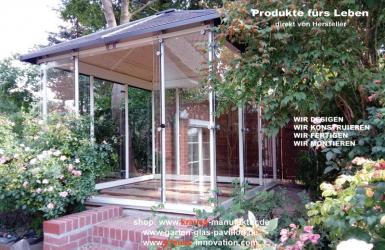 4-Eck Pavillon, Holzdachpavillon, Gartenpavillon, Windschutz,