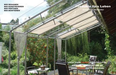 GARTENTERRASSEN mit GLASDACH, leichte Konstruktion, Überdachung, Glas,