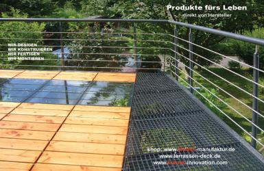 Douglasie-Rollrost, Glasmodule, Gitterrostmodule, Terrassendeck, Terrasse,
