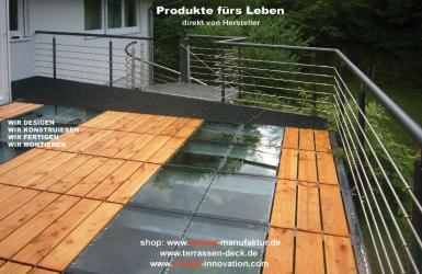 Lichtdurchlaß, Glasmodule, Gitterrostmodule, Terrassendeck, Terrasse,