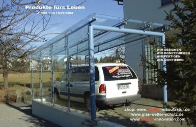 GLASGARAGE, Glascarport, Carport, Glas, Überdachung, Vordach, Glasdach,