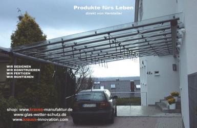 CARPORT, GLAS-CARPORT, Hofüberdachung, Vordach, Überdachung, Glas, Glasdach,