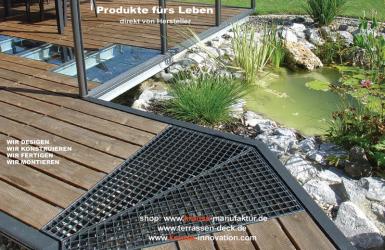 Gartenstege, Hochwertig, Gitterrostgehrung, Terrasse, Terrassendeck,