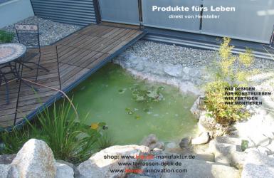 Gartensteg-Brücke, Gartenstege, Terrassendeck, Terrasse, Holzbelag,