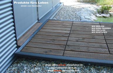 Türanschluss, Gartensteg, Gartenbrücke, Teichbrücke, Terrassendeck, Terrasse,