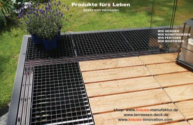 Glasschiebetüren, Terrassendeck, Gitterrostabstellfläche, Terrasse,