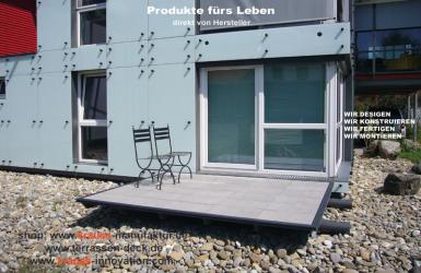 Feinsteinplatten, Waschbetonplatten, Gummilager, Terrassenbelag, Terrasse,