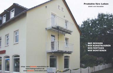 Hängebalkon, abgehängt, Stützfrei, Alu-Balkon, leichter Balkon,