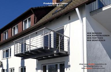 Hängebalkon, Gitterrostbelag, Balkon, Gitterrost-Boden, Relinggeländer,