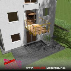 Hängebalkon mit Douglasienbelag, Reling-Geländer 