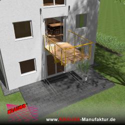 Hängebalkon mit Douglasienbelag, Reling-Geländer 