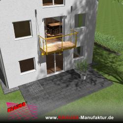 Hängebalkon mit Douglasienbelag, Reling-Geländer 