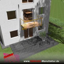 Hängebalkon mit Douglasienbelag, Reling-Geländer 