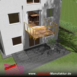 Hängebalkon mit Douglasienbelag, Reling-Geländer 