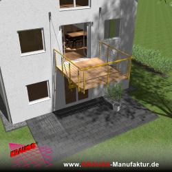 Hängebalkon mit Douglasienbelag, Reling-Geländer 