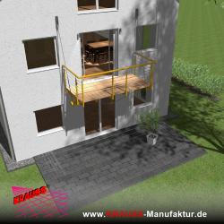 Hängebalkon mit Douglasienbelag, Reling-Geländer 
