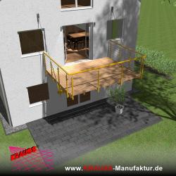 Hängebalkon mit Douglasienbelag, Reling-Geländer 