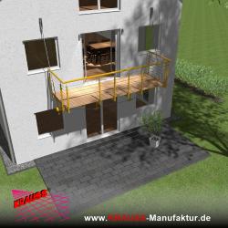 Hängebalkon mit Douglasienbelag, Reling-Geländer 