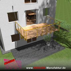 Hängebalkon mit Douglasienbelag, Reling-Geländer 