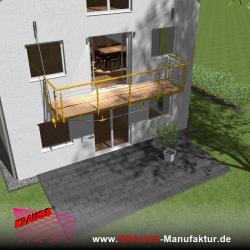 Hängebalkon mit Douglasienbelag, Reling-Geländer 