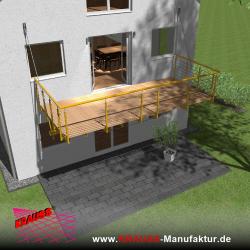 Hängebalkon mit Douglasienbelag, Reling-Geländer 