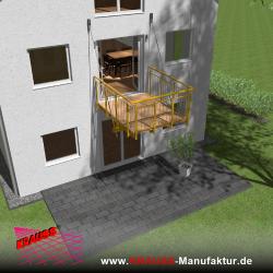 Hängebalkon mit Douglasienbelag, Staketen-Geländer 