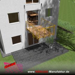 Hängebalkon mit Douglasienbelag, Staketen-Geländer 