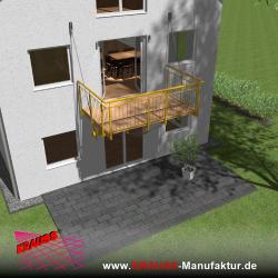 Hängebalkon mit Douglasienbelag, Staketen-Geländer 