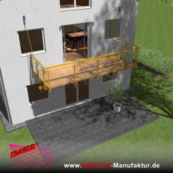 Hängebalkon mit Douglasienbelag, Staketen-Geländer 