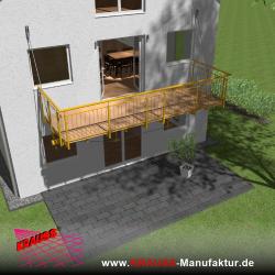 Hängebalkon mit Douglasienbelag, Staketen-Geländer 
