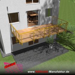 Hängebalkon mit Douglasienbelag, Staketen-Geländer 