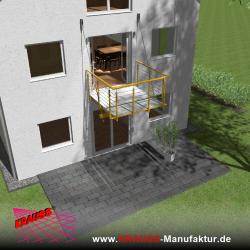 Hängebalkon mit Riffelblechboden, Reling-Geländer 