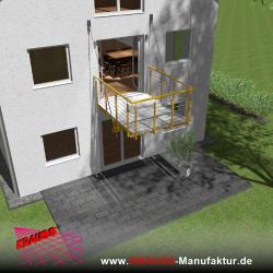 Hängebalkon mit Riffelblechboden, Reling-Geländer 