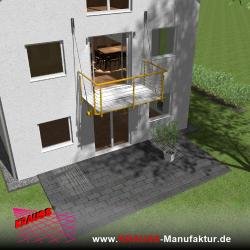 Hängebalkon mit Riffelblechboden, Reling-Geländer 