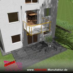 Hängebalkon mit Riffelblechboden, Reling-Geländer 