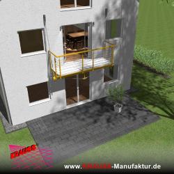 Hängebalkon mit Riffelblechboden, Reling-Geländer 