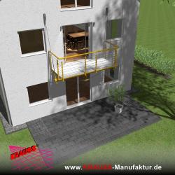 Hängebalkon mit Riffelblechboden, Reling-Geländer 