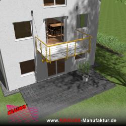 Hängebalkon mit Riffelblechboden, Reling-Geländer 