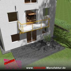 Hängebalkon mit Riffelblechboden, Reling-Geländer 
