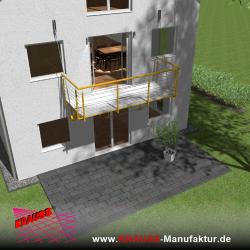 Hängebalkon mit Riffelblechboden, Reling-Geländer 